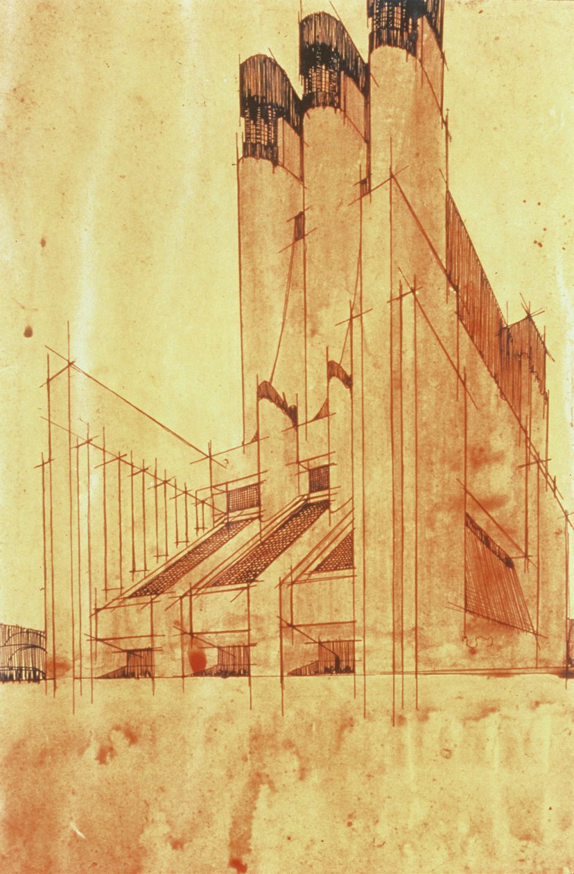 Studium budynku, 1913 autorstwa Antonio SantElia