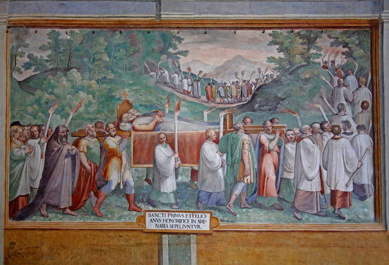 Pogrzeb św. Prymusa i św. Felicjana autorstwa Antonio Tempesta