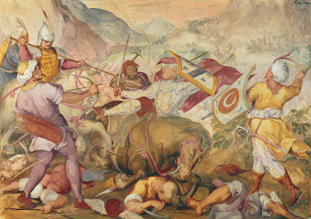 Bitwa między Wenecjanami a Turkami (mural) autorstwa Antonio Vassilacchi