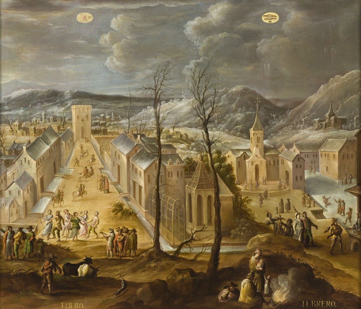 styczeń i luty z Los doce meses del año (Dwanaście miesięcy roku), 1650-99 autorstwa Antonio de Espinosa