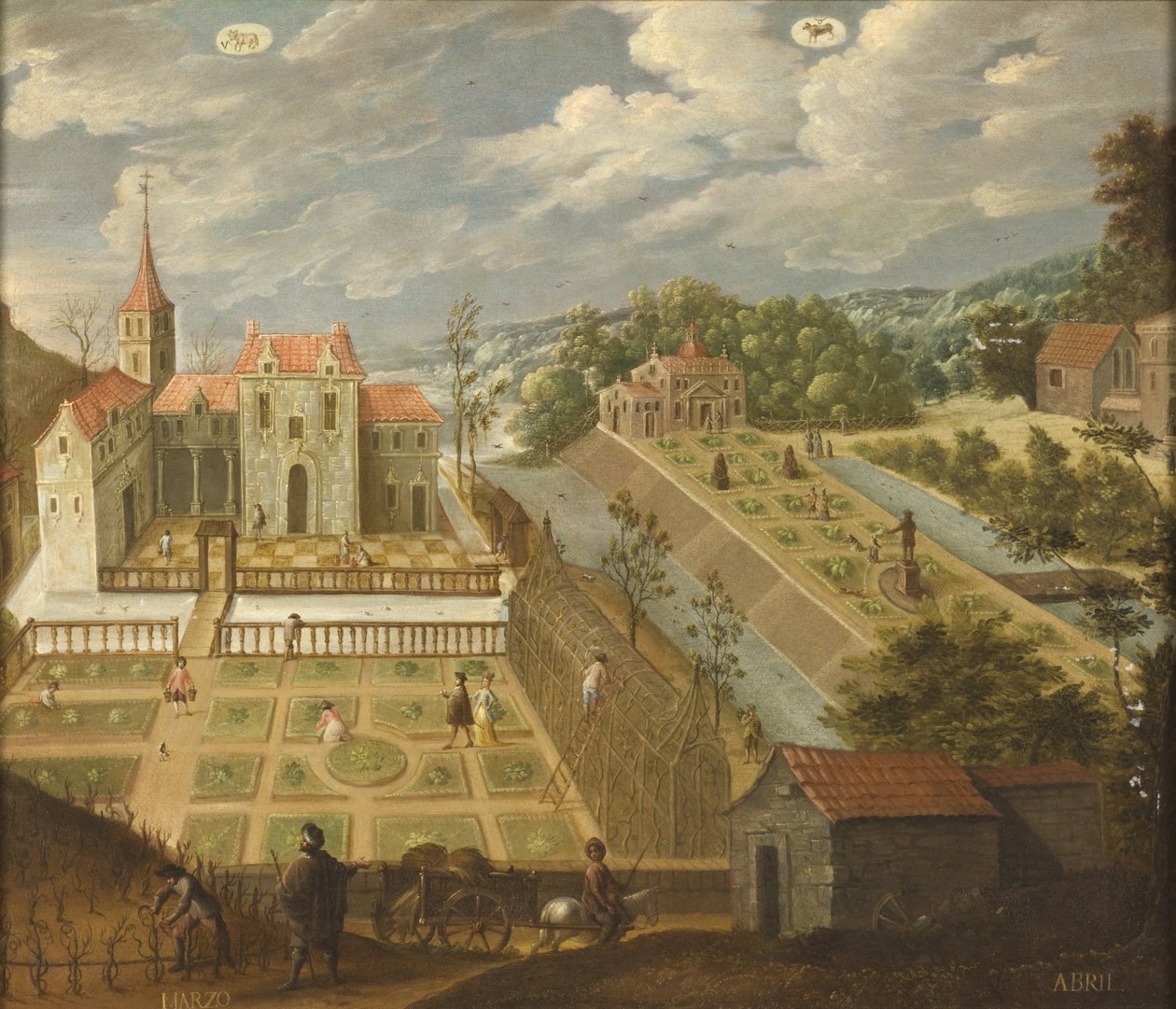 marzec i kwiecień z Los doce meses del año (Dwanaście miesięcy roku), 1650-99 autorstwa Antonio de Espinosa