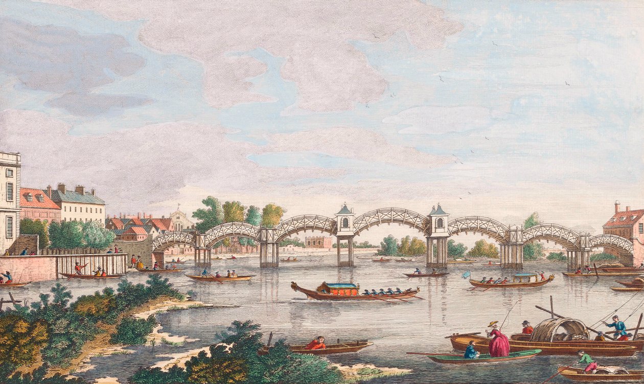Nowy most na Tamizie w Hampton Court autorstwa Antonio (after) Canaletto