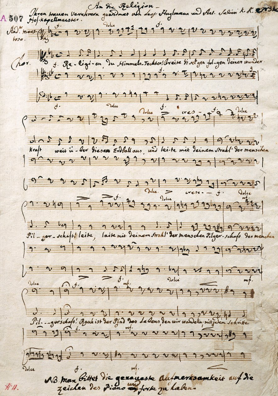 Autograf partytury Oratorium autorstwa Antonio Salieriego (1750-1825) autorstwa Antonio (after) Salieri