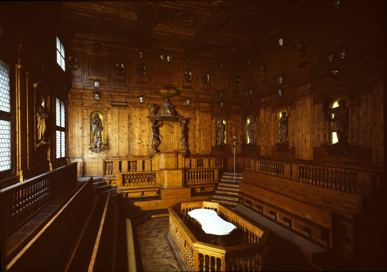 Widok na teatr anatomiczny autorstwa Antonio (d.1663) Paolucci