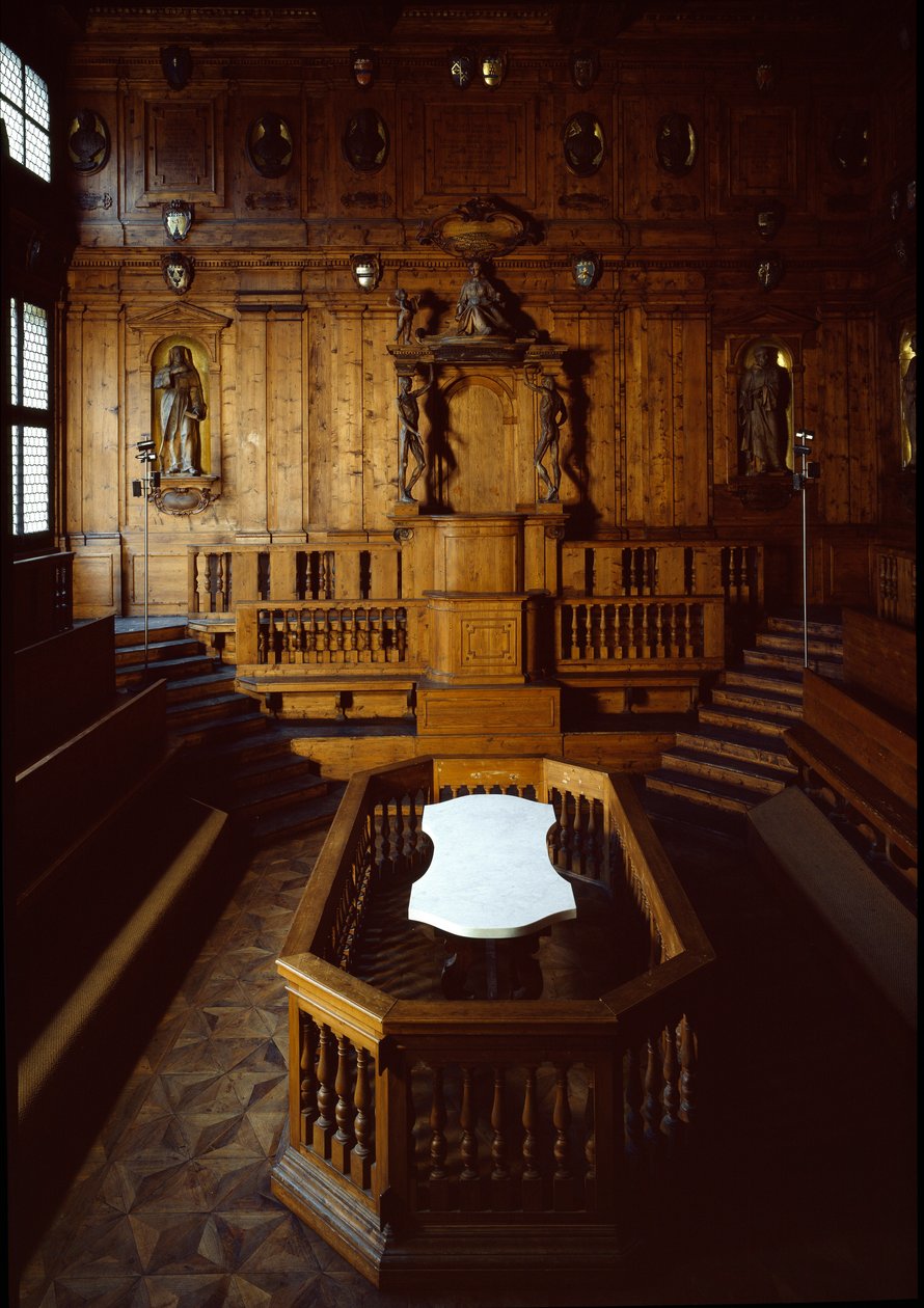 Widok na teatr anatomiczny autorstwa Antonio (d.1663) Paolucci