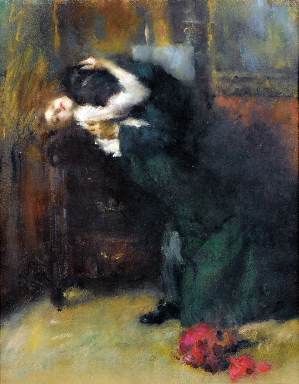 Pocałunek Antonio Ambrogio Alciati (1878-1929), - Pastel na papierze, 56x44 cm - Kolekcja prywatna autorstwa Antonio Ambrogio Alciati