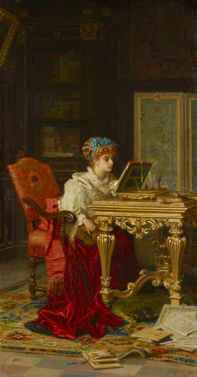 Dama grająca muzykę (Irene di Spilimbergo) autorstwa Antonio Barzaghi Cattaneo