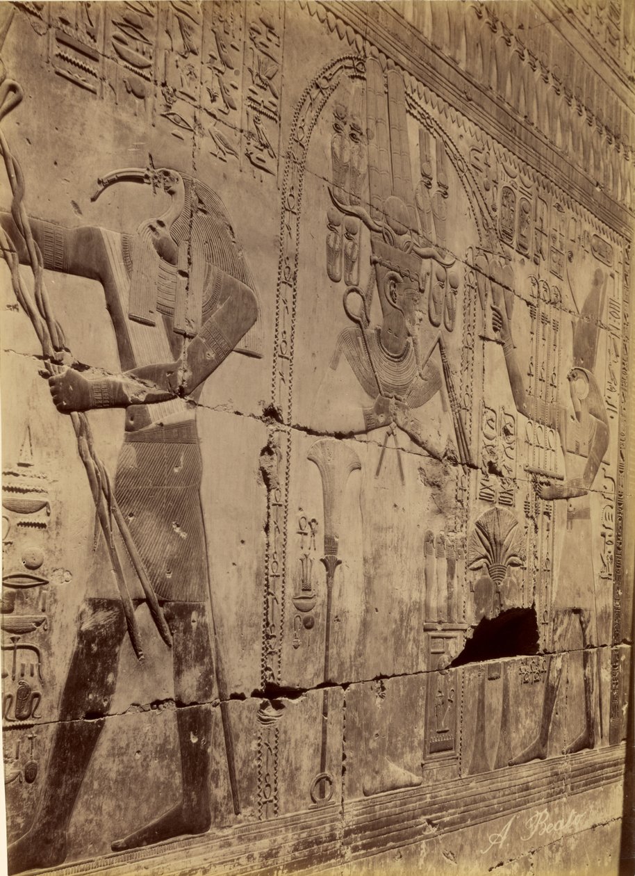Relief przedstawiający oczyszczenie Setiego I, Abydos autorstwa Antonio Beato