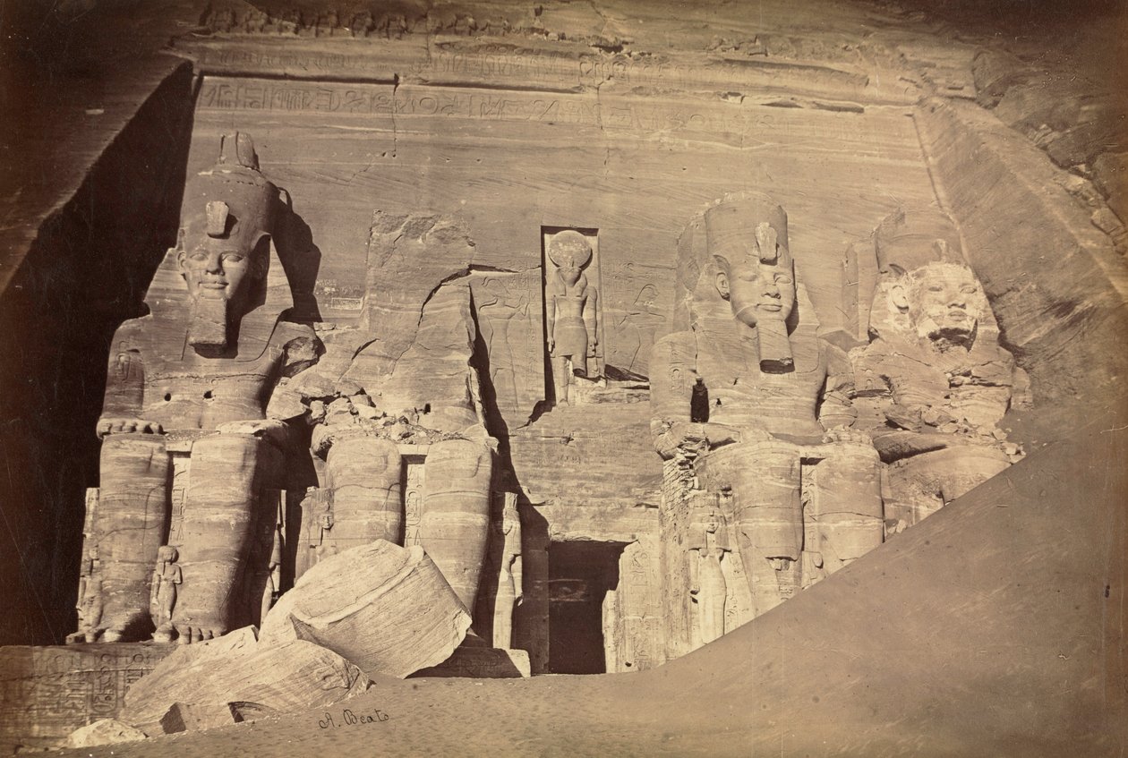 Świątynia Ramzesa II, Abu Simbel, ca. 1860. autorstwa Antonio Beato