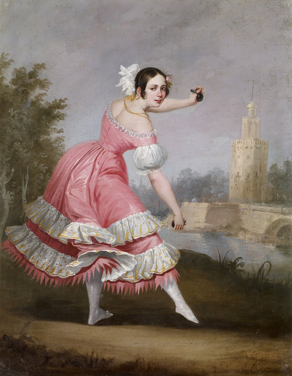 Tancerka Bolero - Cabral Bejarano, Antonio (1788-1861) - 1842 - Olej na płótnie - 53x42 - Museo Carmen Thyssen, Malaga autorstwa Antonio Cabral Bejarano
