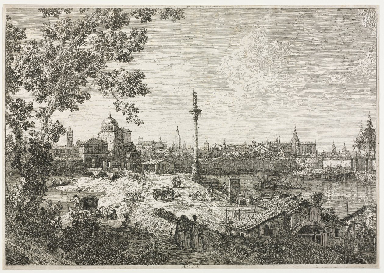Panorama miasta nad rzeką autorstwa Antonio Canaletto