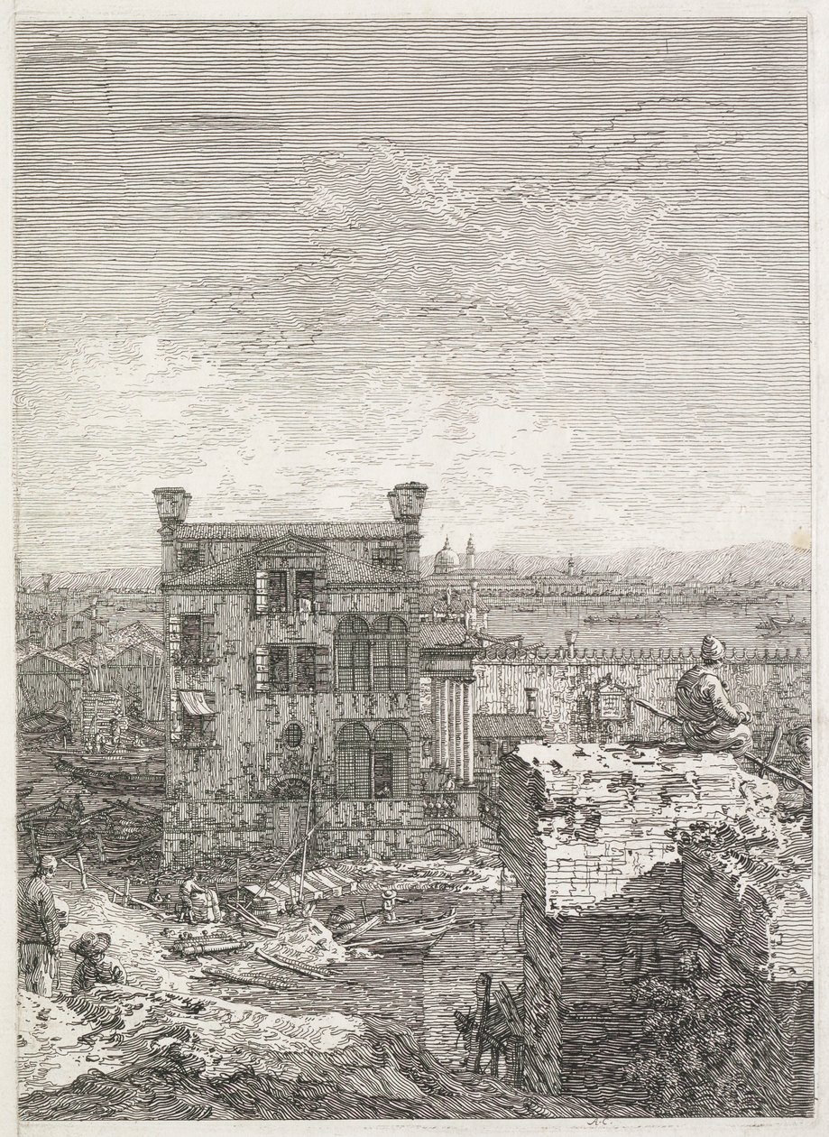 Widoki: Dom otoczony sześcioma kolumnami, 1735-1746. autorstwa Giovanni Antonio Canal