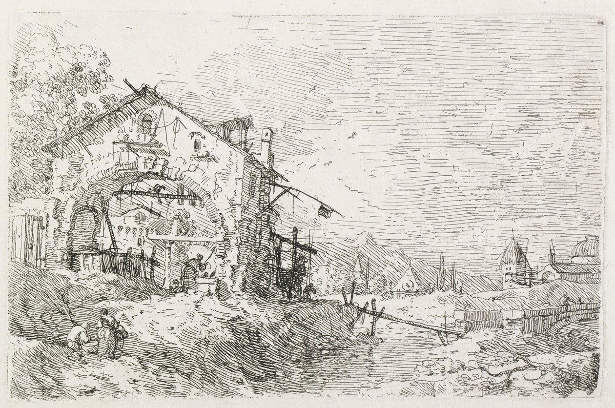 Views: Kobieta rysująca wodę pod łukiem autorstwa Antonio Canaletto