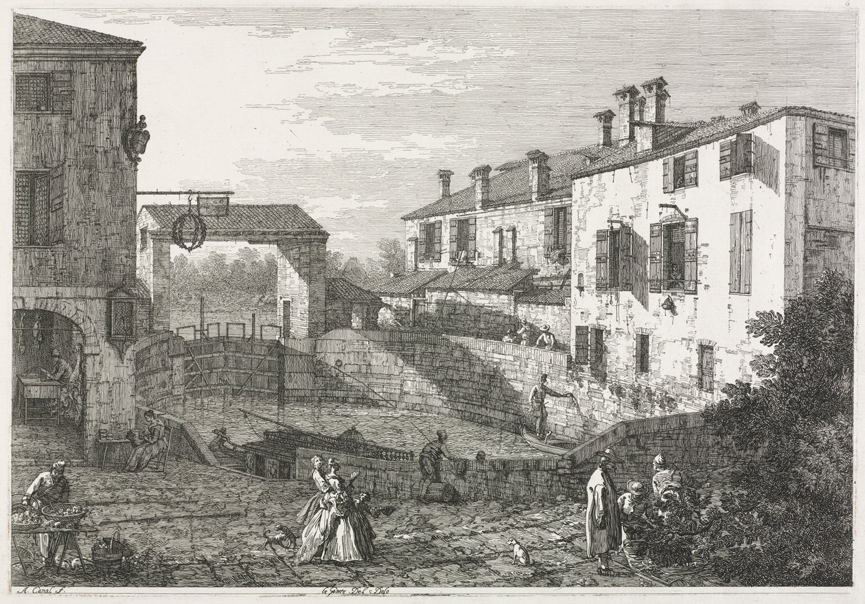 Widoki: Śluza na kanale w Dolo autorstwa Antonio Canaletto