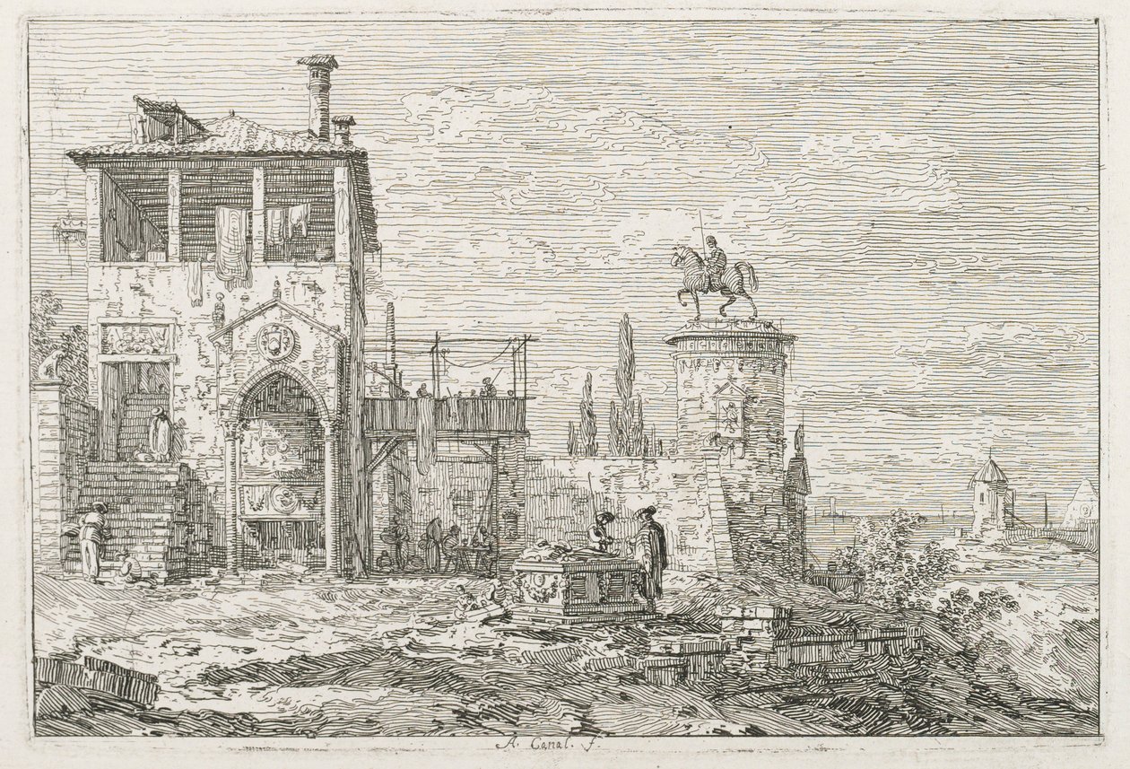 Widoki: Pomnik konny, 1735-1746. autorstwa Giovanni Antonio Canal