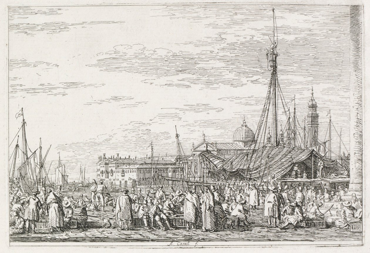 Widoki: Rynek na Molo, 1735-1746. autorstwa Giovanni Antonio Canal