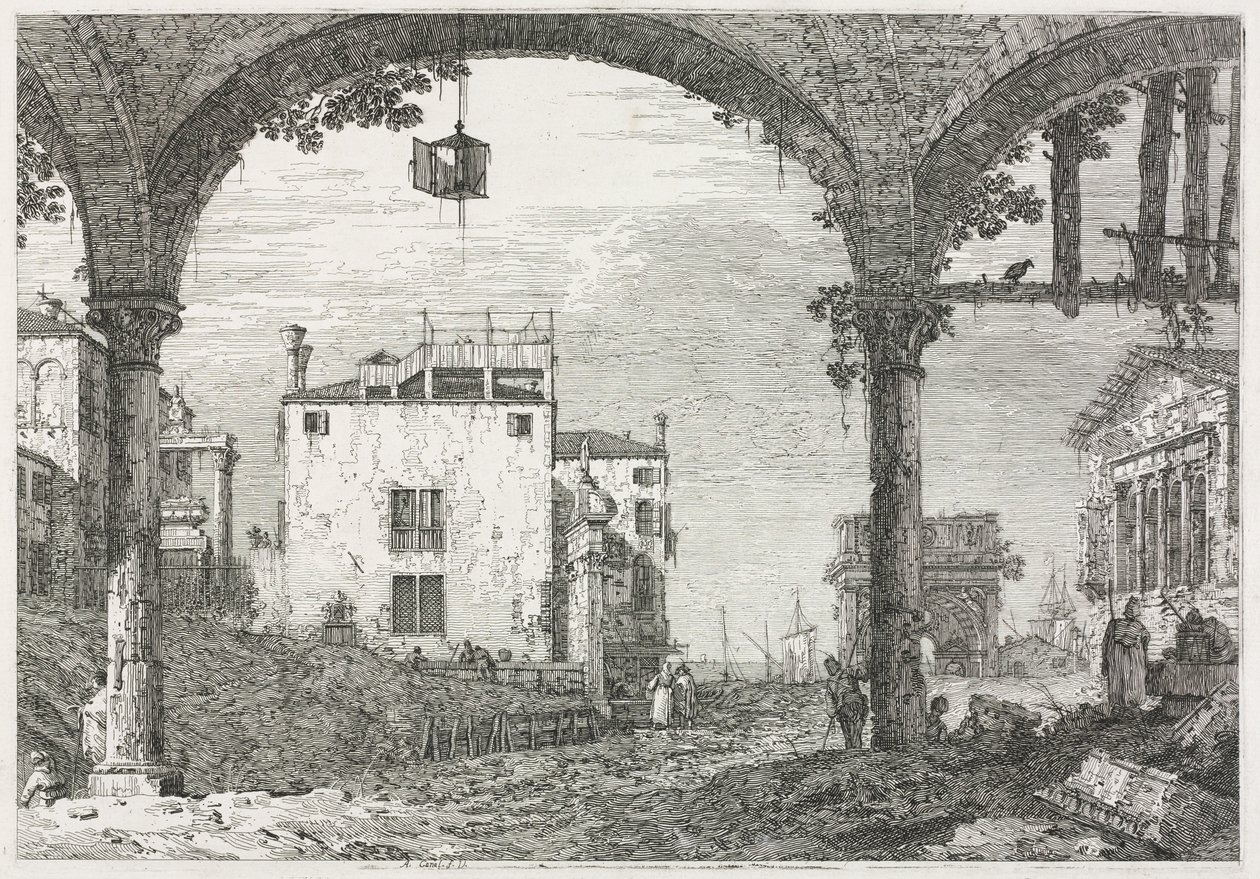 Widoki: Portyk z latarnią autorstwa Antonio Canaletto