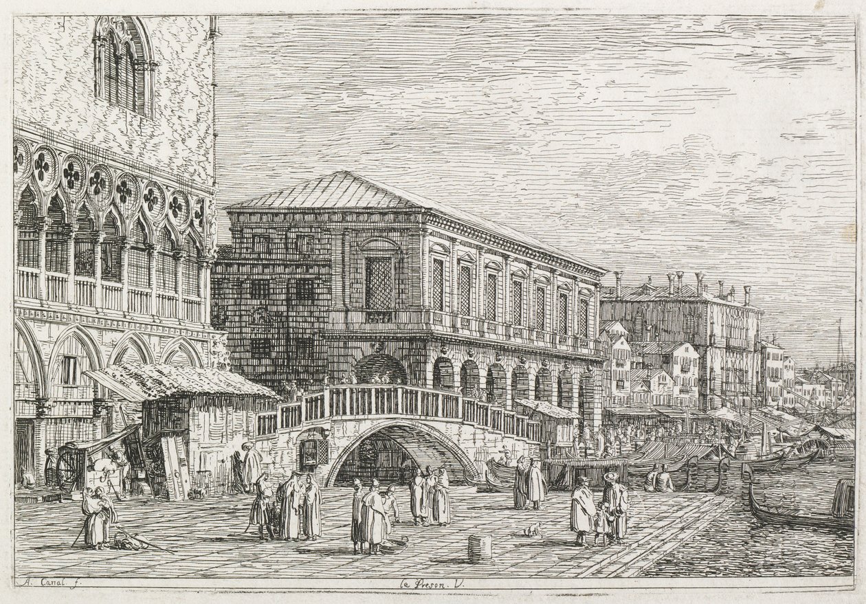 Widoki: Więzienie, Wenecja autorstwa Antonio Canaletto