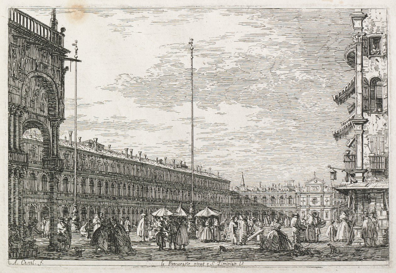 Widoki: Pałac Prokuratora i Kościół St. Géminien, Wenecja autorstwa Antonio Canaletto