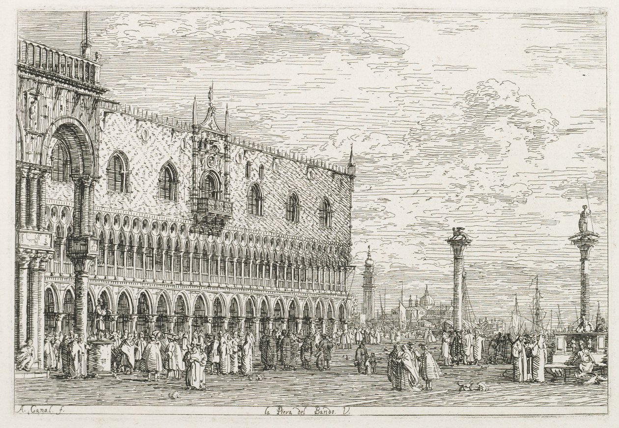 Widoki: Kamień Proklamacji w Wenecji autorstwa Antonio Canaletto