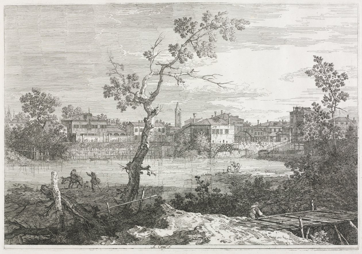 Widoki: Widok na Burano, miasto na wyspie na lagunie weneckiej autorstwa Antonio Canaletto