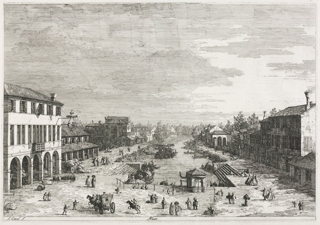 Widoki: Widoki Mestre, miasta w prowincji Wenecja, 1735-1746. autorstwa Giovanni Antonio Canal