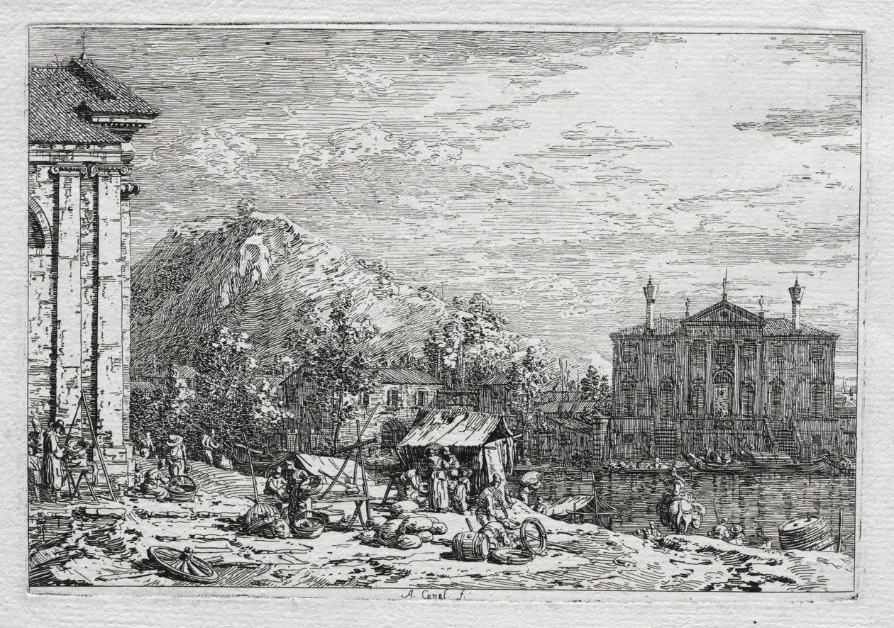 Widoki na Wenecję i okolice: miasto za rzeką autorstwa Antonio Canaletto
