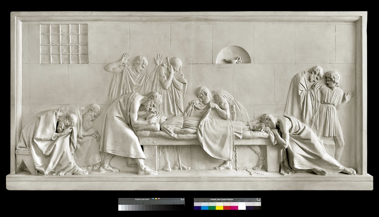Kryton zamykający oczy Sokratesa, 1790-92 (tynk) autorstwa Antonio Canova