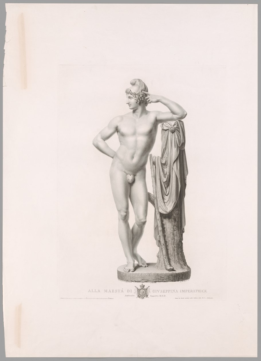 Paryż oparty o pień drzewa, widok z przodu, z Oeuvre de Canova autorstwa Antonio Canova