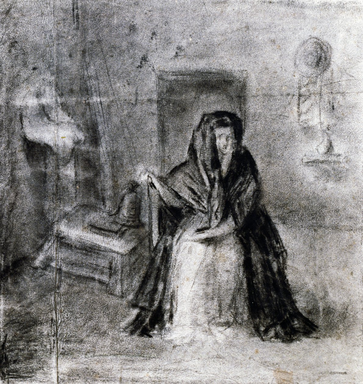 Kobieta w pozycji siedzącej, Antonio Canova (1757-1822), rysunek autorstwa Antonio Canova