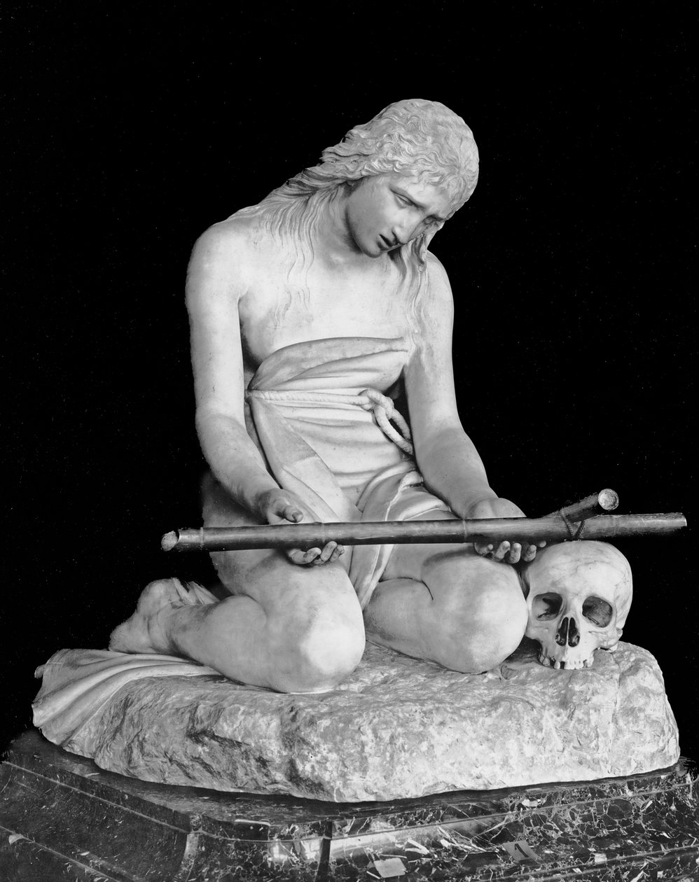 Magdalena pokutująca (marmur) (zdjęcie czarno-białe) autorstwa Antonio Canova