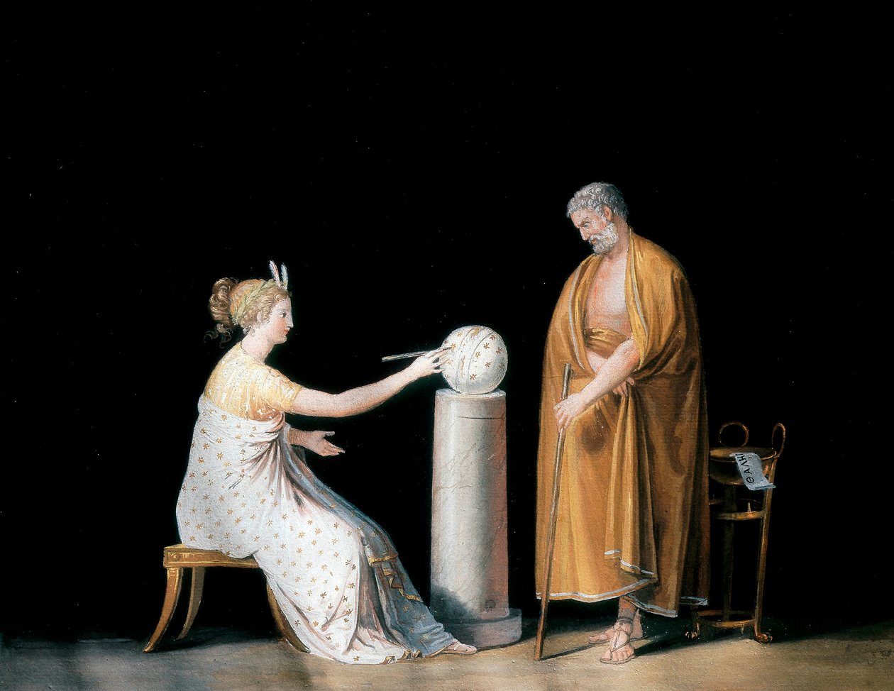Muza Urania i Tales. Tempera Antonio Canovy (1757-1822), około 1798 r. autorstwa Antonio Canova