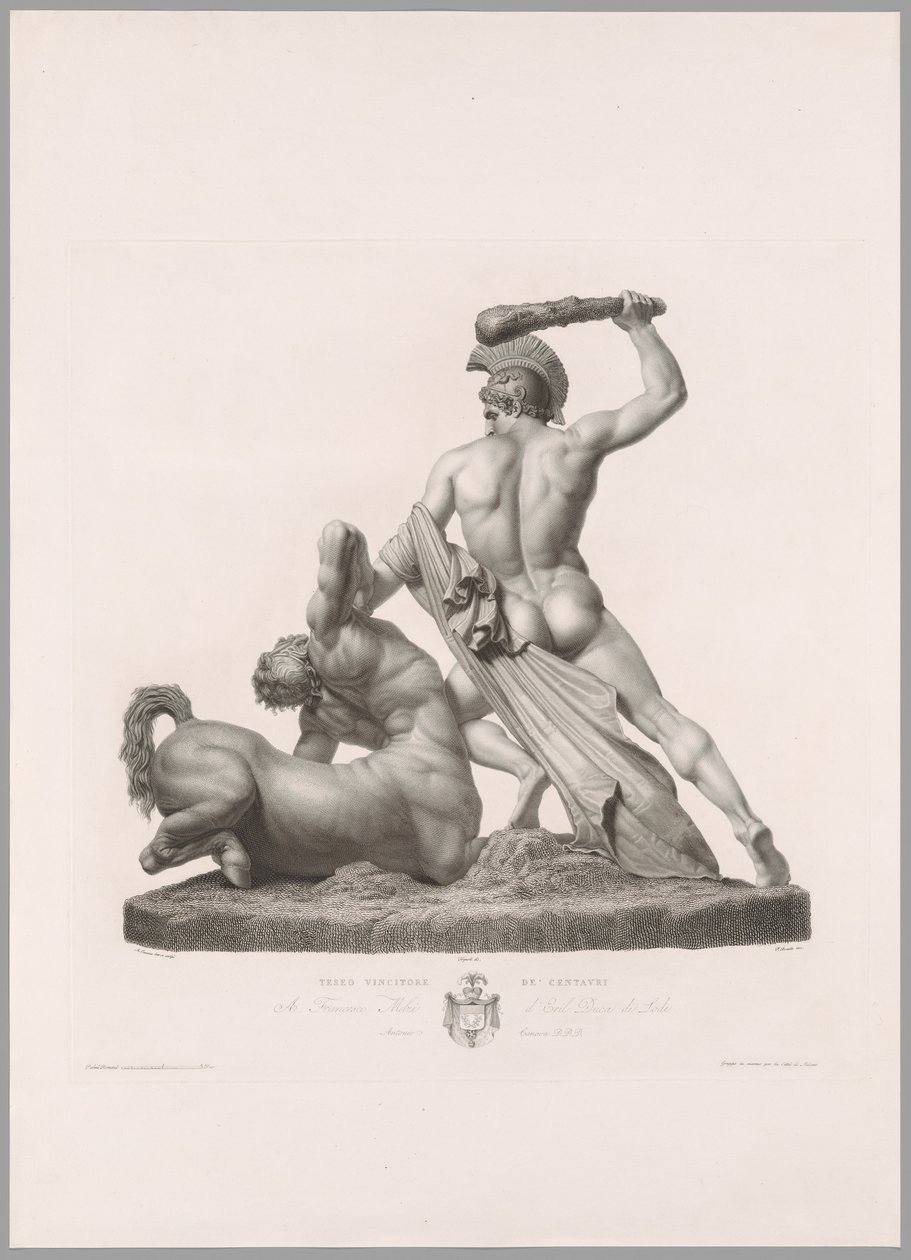 Tezeusz i Centaur, widok z tyłu, z Oeuvre de Canova autorstwa Antonio Canova