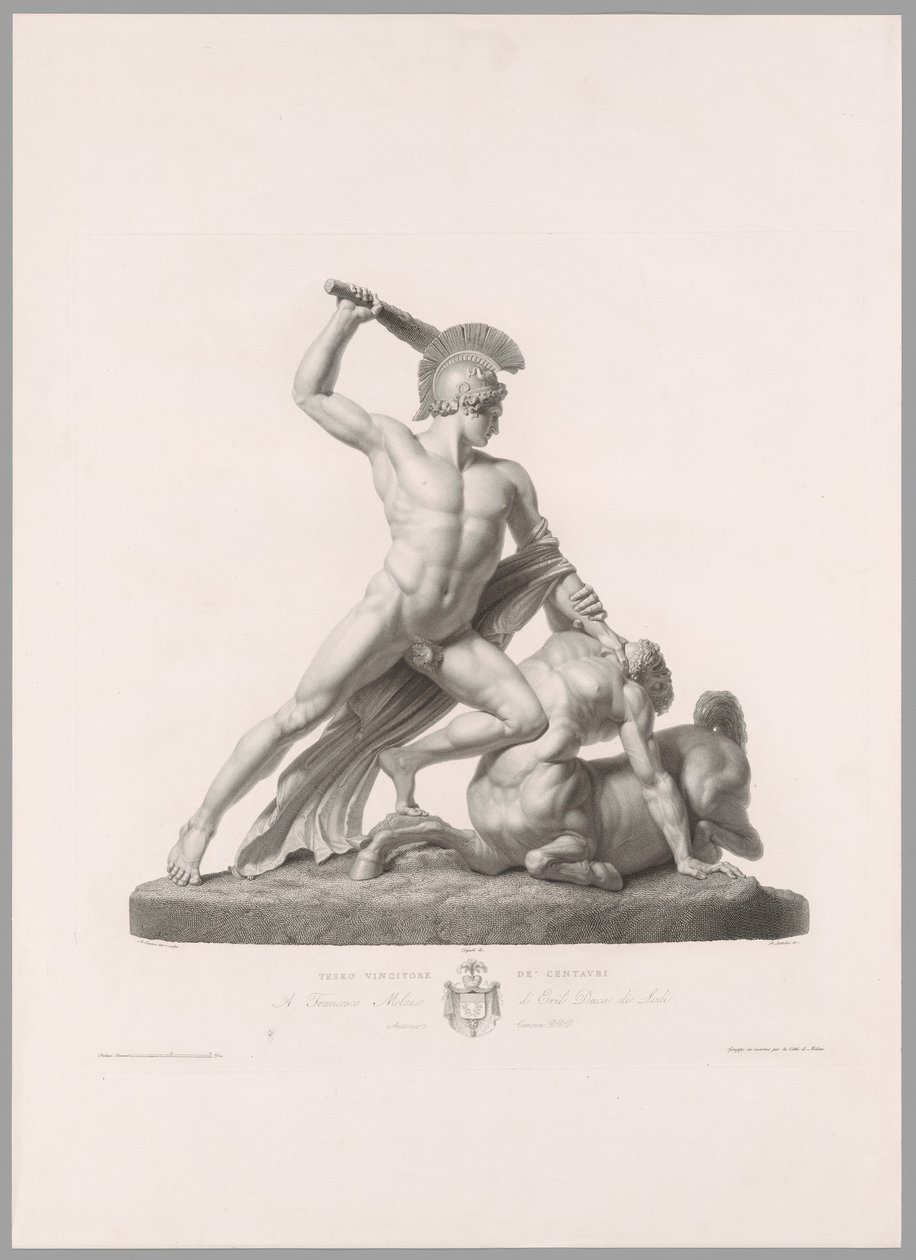 Tezeusz i Centaur, widok z przodu, z Oeuvre de Canova autorstwa Antonio Canova