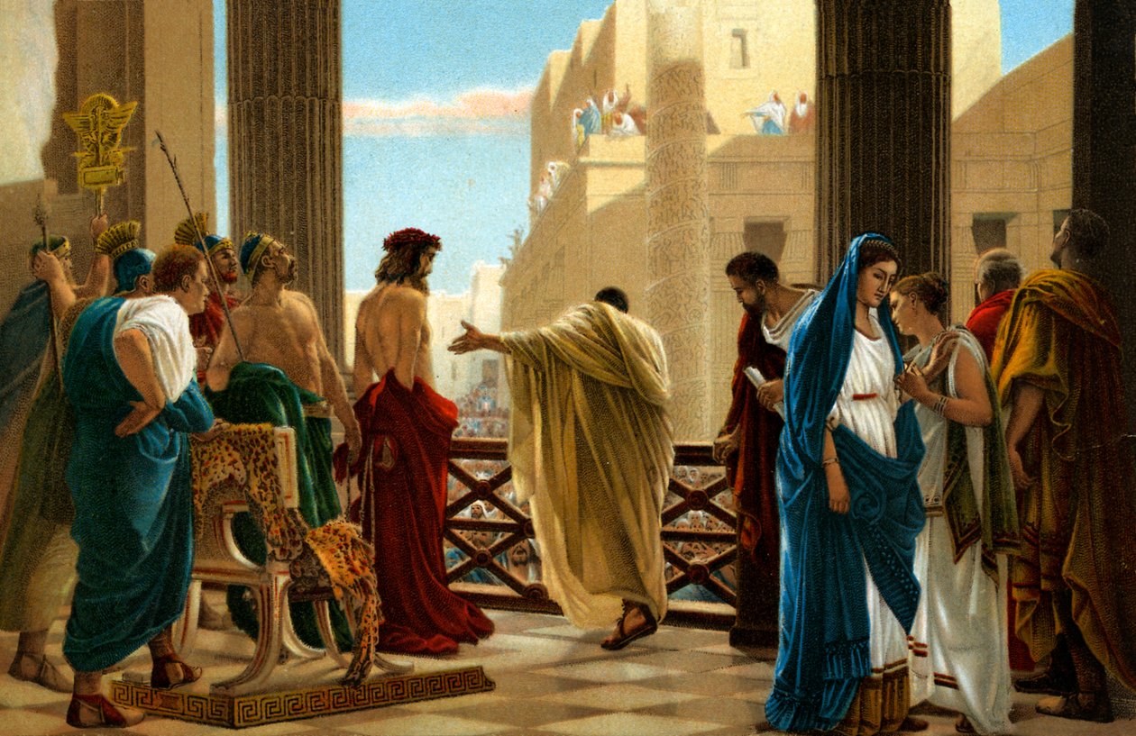 Ecce Homo, według obrazu Antonio Ciseri -Biblia autorstwa Antonio Ciseri