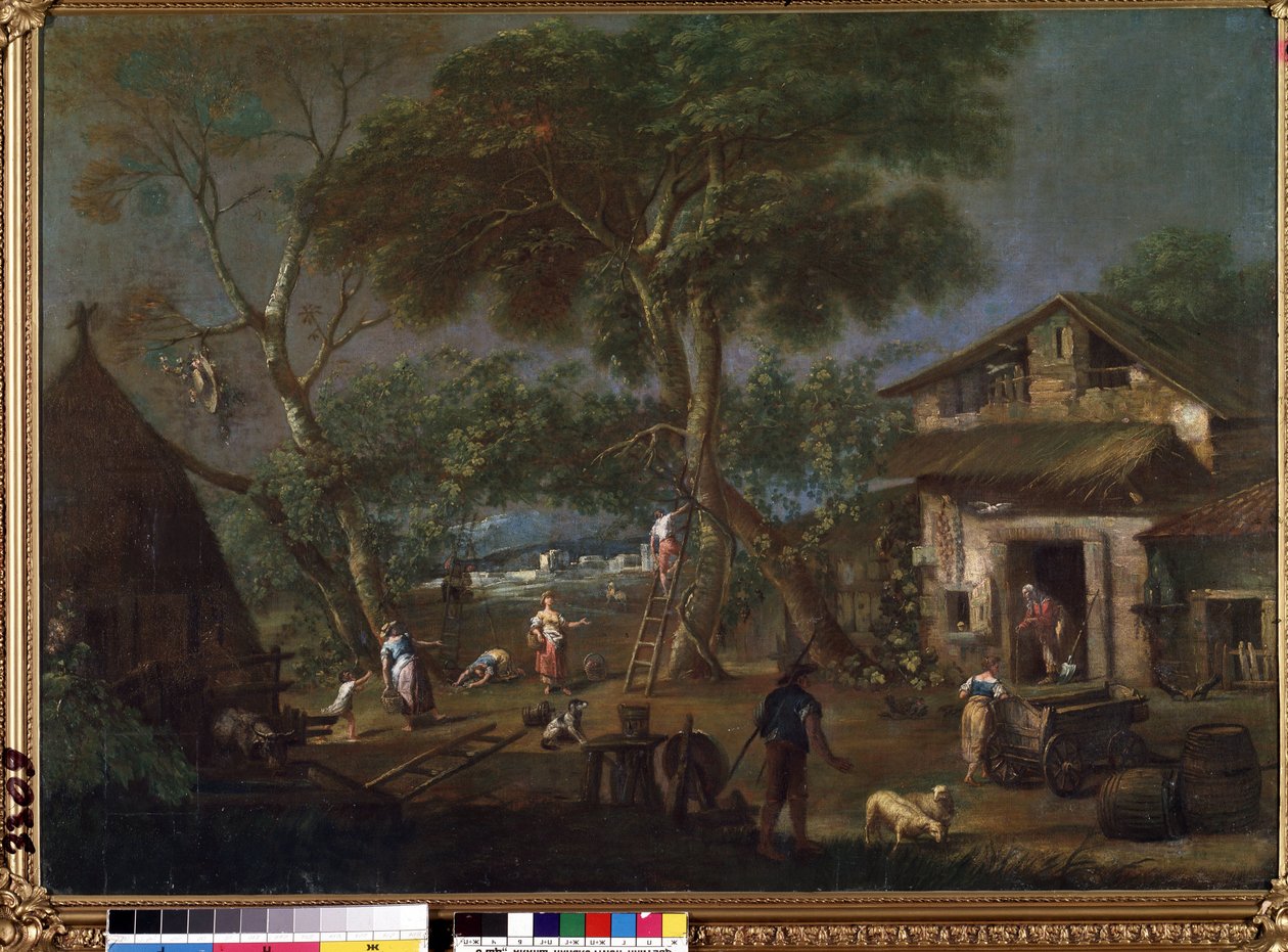 ""Krajobraz Włoch"" (Włoski krajobraz) Dom wiejski na włoskiej wsi. Obraz Antonio Dizianiego (1737-1797) Muzeum Sztuk Pięknych Mikalojus Konstantinas Ciurlionis, Kowno, Litwa autorstwa Antonio Diziani