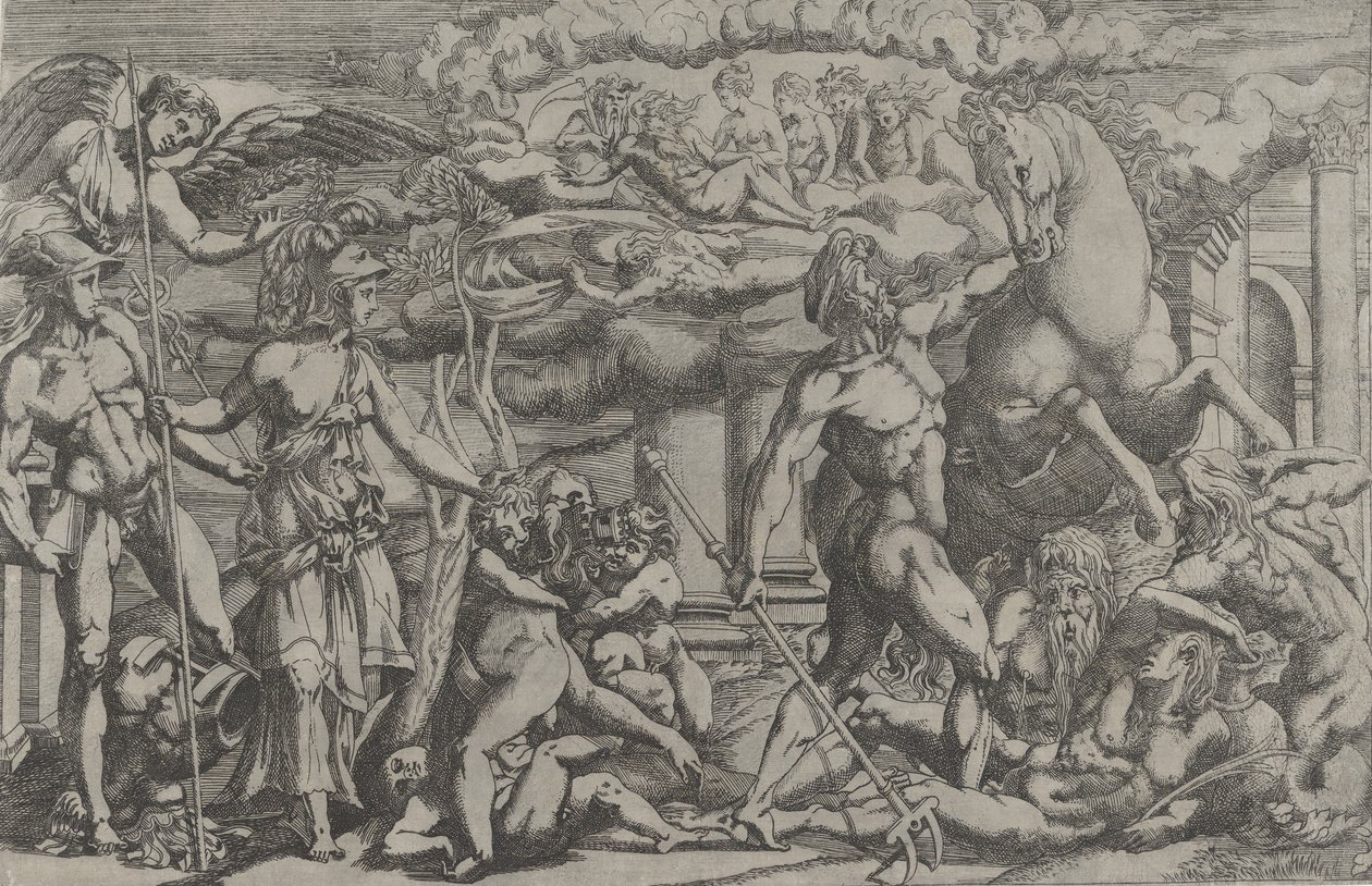 Konkurencja między Neptunem a Ateną, 1540-45. autorstwa Antonio Fantuzzi