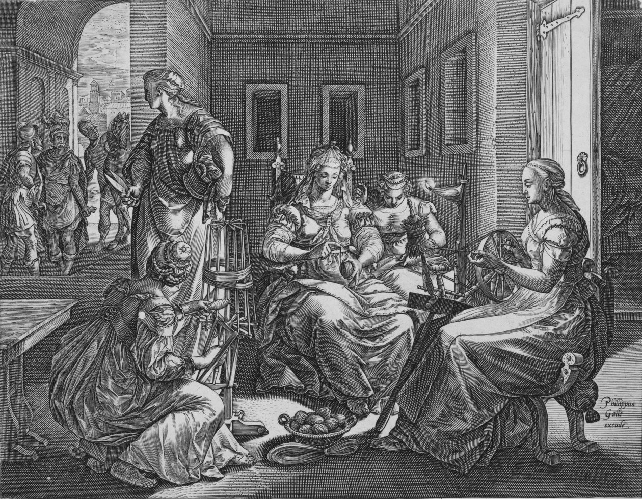 Lukrecja i jej służebnice wirują, 1537-45. autorstwa Antonio Fantuzzi