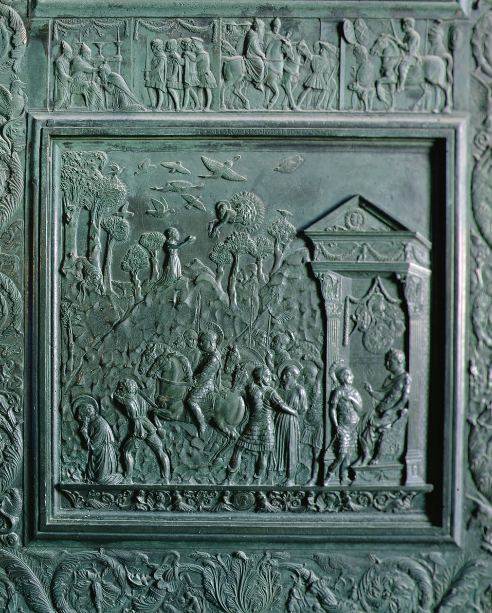 Ścięcie św. Pawła, fragment z „Drzwi Filarete”, 1445 (brąz) autorstwa Antonio Filarete