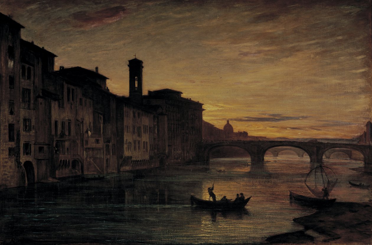 Rzeka Arno w Ponte Santa Trinita, ok. 1866 (olej na płótnie) autorstwa Antonio Fontanesi