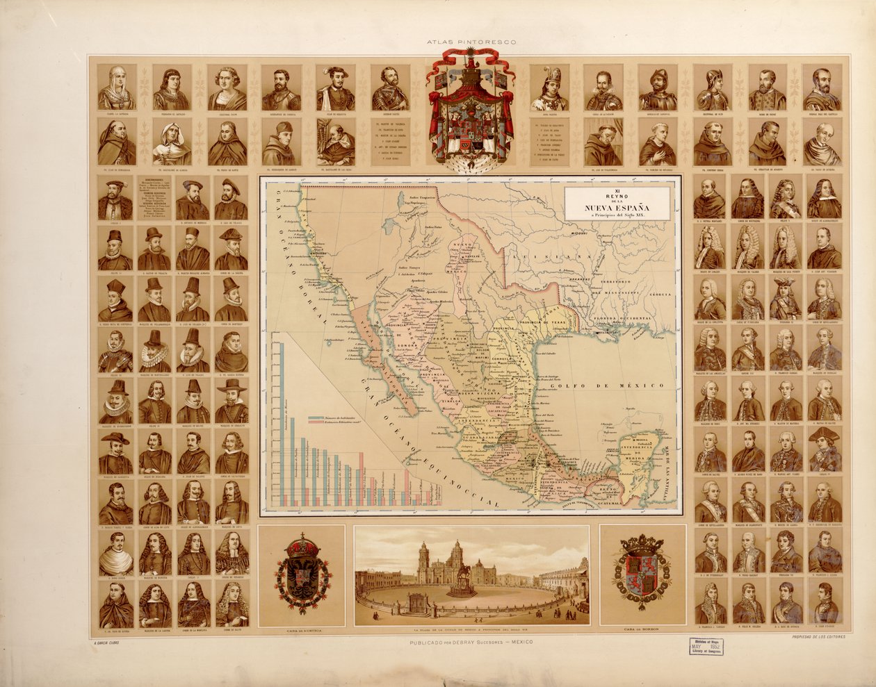 Malarski i historyczny atlas Meksykańskich Stanów Zjednoczonych. LOC 2008621671-14 autorstwa Antonio García Cubas