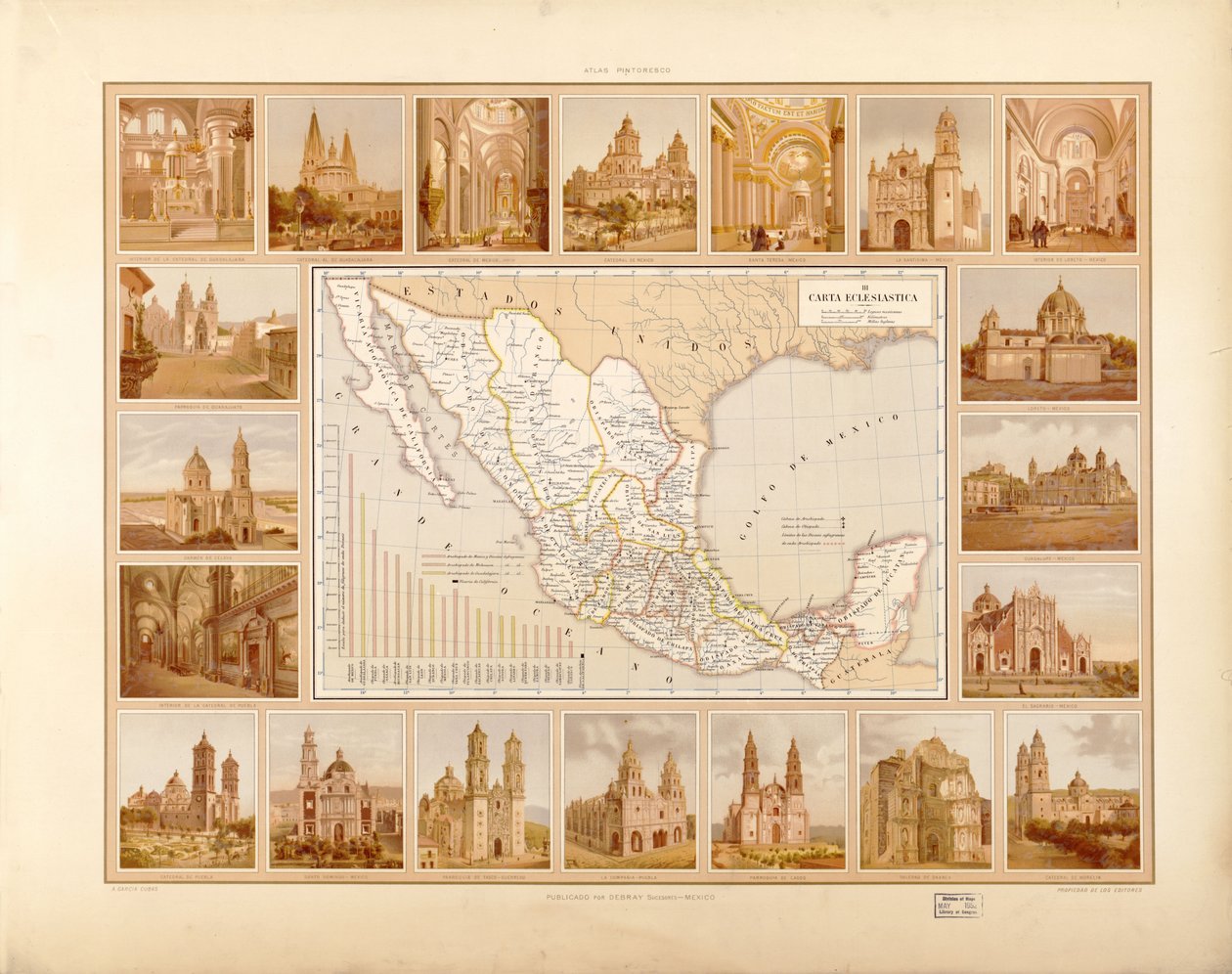Malarski i historyczny atlas Meksykańskich Stanów Zjednoczonych. LOC 2008621671-6 autorstwa Antonio García Cubas