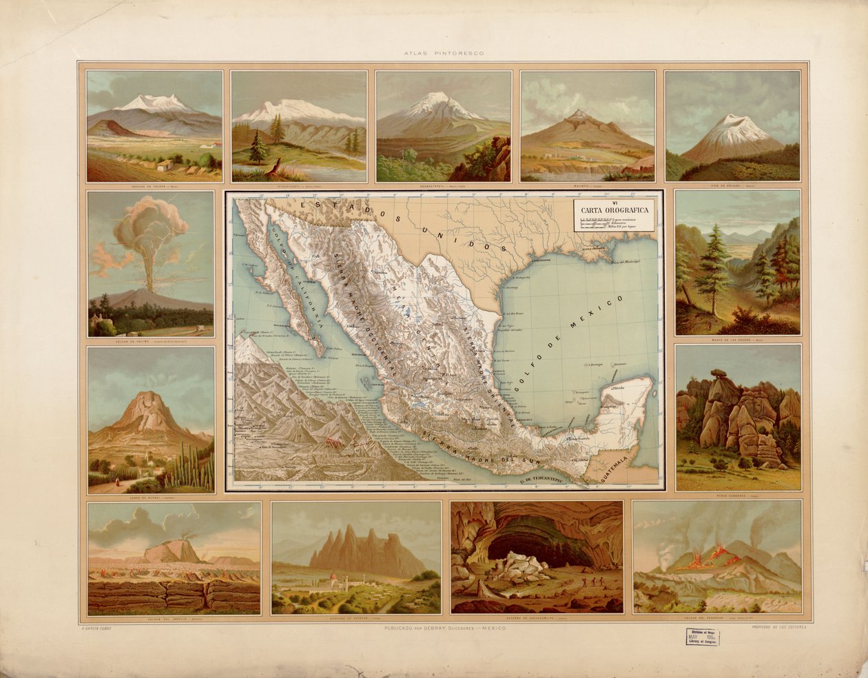 Malarski i historyczny atlas Meksykańskich Stanów Zjednoczonych. LOC 2008621671-9 autorstwa Antonio García Cubas