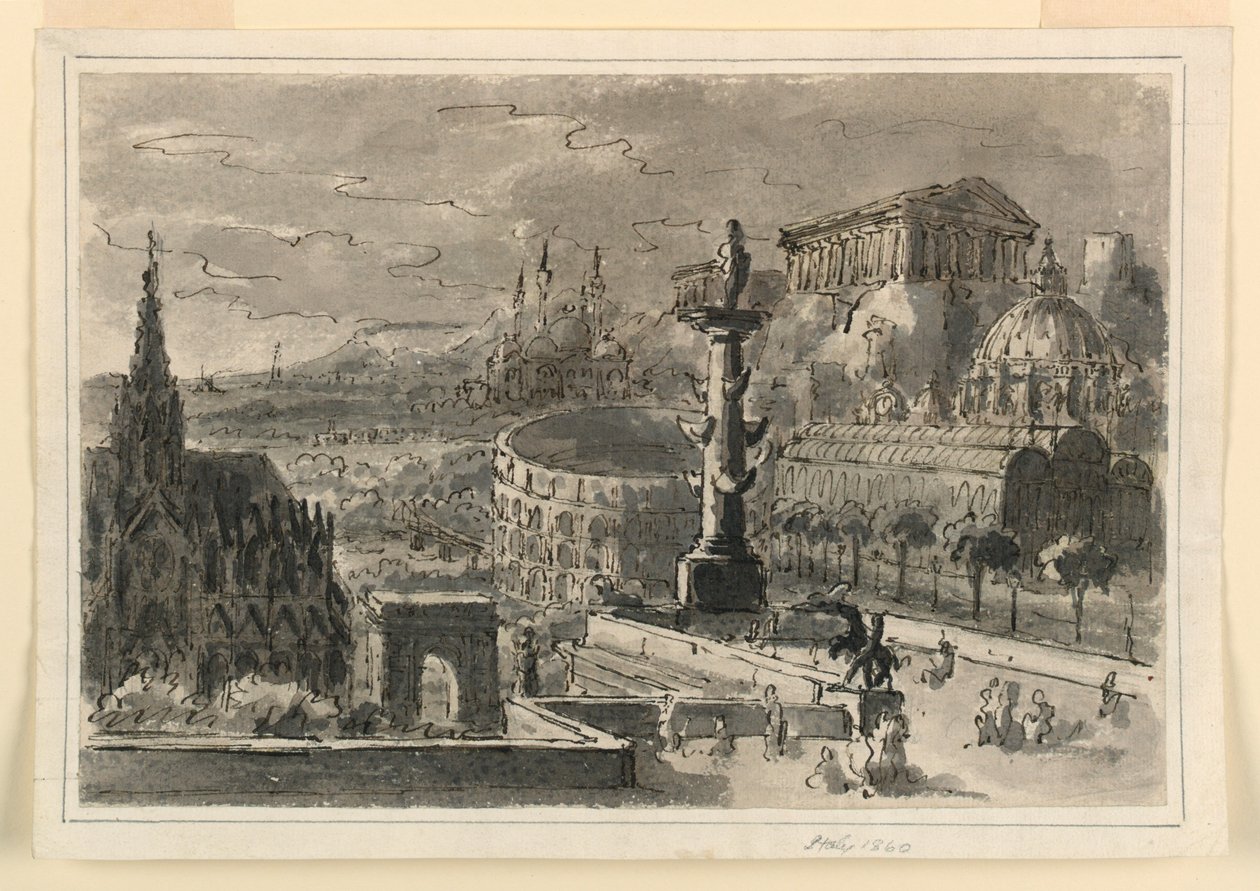 Scenografia, Aglomeracja Różnych Budynków autorstwa Antonio Giuseppe Basoli