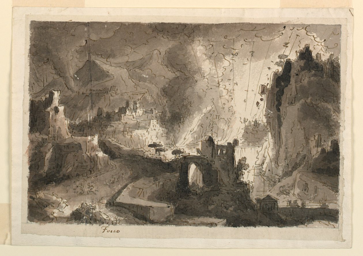 Scenografia, Spalanie miasta autorstwa Antonio Giuseppe Basoli