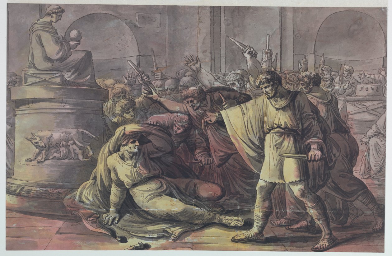 Śmierć Juliusza Cezara autorstwa Antonio Giuseppe Basoli