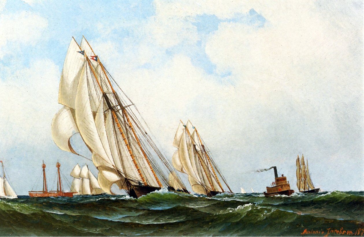 Latarnia morska „Sappho” z Sandy Hook, 1870 r autorstwa Antonio Jacobsen