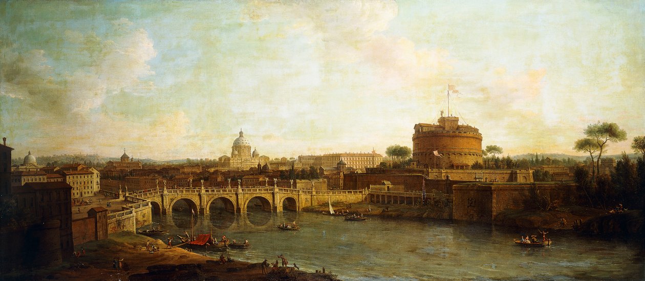 Castel Sant "Angelo i Ponte Sant" Angelo, Rzym, autorstwa Antonio Joli