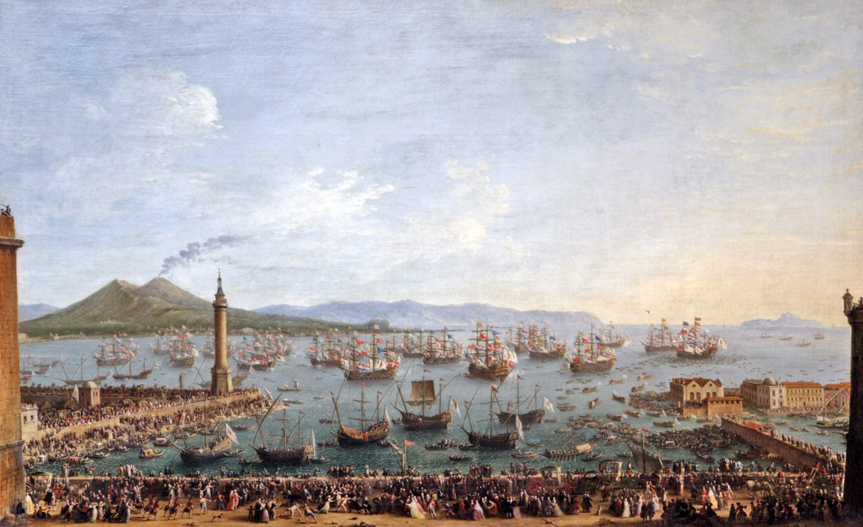 Wyjazd Karola III króla Hiszpanii i Neapolu z Neapolu 1759. autorstwa Antonio Joli