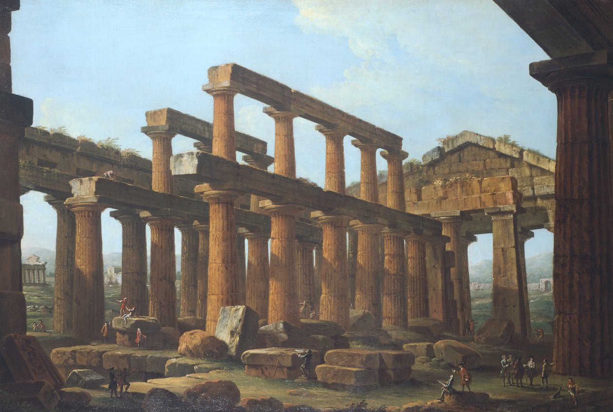 Świątynia Posejdona w Paestum – Antonio Joli (1700-1777) autorstwa Antonio Joli